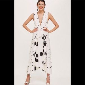Topshop Mix Spotted Midi Dress, size 8.